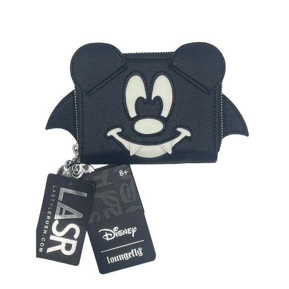 Disney LASR Loungefly Crossover Halloween Mickey Mouse Vampire Wallet Black with - Picture 1 of 4
